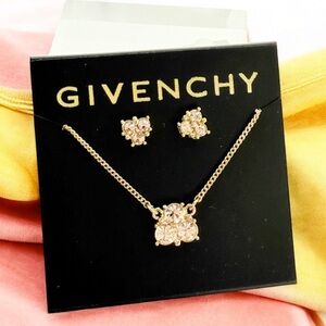 Givenchy Gold-Tone Crystal Cluster Necklace & Stud Earrings Set
